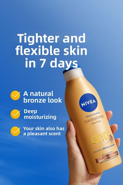 NIVEA لوشن Q10 لشد الجسم ومنحه لون برونزي 250 مل، تسمير تدريجي، بشرة قمح فاتحة، قطعتان