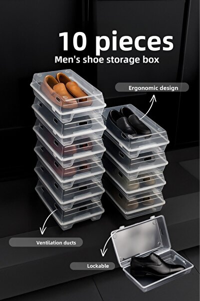 Metsar Home Διαφανές κουτί αποθήκευσης ανδρικών παπουτσιών 10 τεμαχίων - Στοιβαζόμενος οργανωτής με τρύπες αέρα