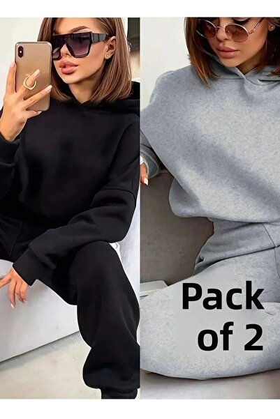 DAXİS Sportwear Company طقم مكون من قطعتين بدلة رياضية نسائية كبيرة الحجم من ...