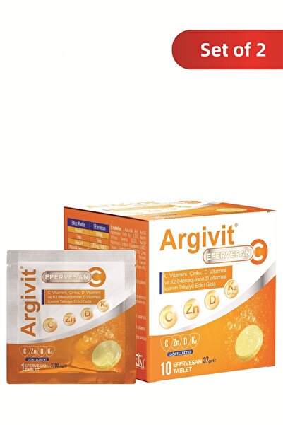 Argivit أقراص فوارة C 2 عبوة تحتوي على 10 أكياس تحتوي على فيتامين C والزنك وف...