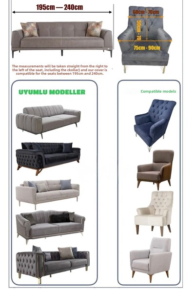 ÖZMAKAN 3 3 1 1 Stretch Elastic Flexible Washable Jacquard Sofa Cover Set Sofa Cover