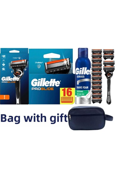 Gillette Proglide 1 Head and Machine + 14 Spare Razor + Shaving Foam 200 Ml +...