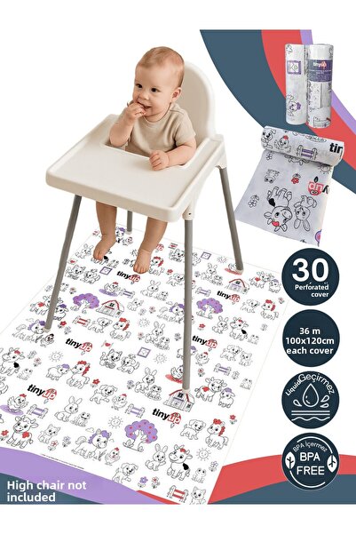 Tinyup Disposable High Chair and Activity Cover - 100X120 cm - 30 Pieces Spla...