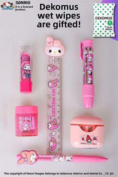 MY MELODY "DEKOMUS مناديل مبللة مع هدية" مجموعة قرطاسية مرخصة من MY MELODY مك...