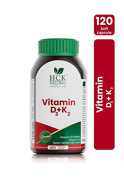 HCK NATURAL فيتامين د3 و ك2 120 كبسولة - مكمل غذائي يساعد على صحة العظام والأ...