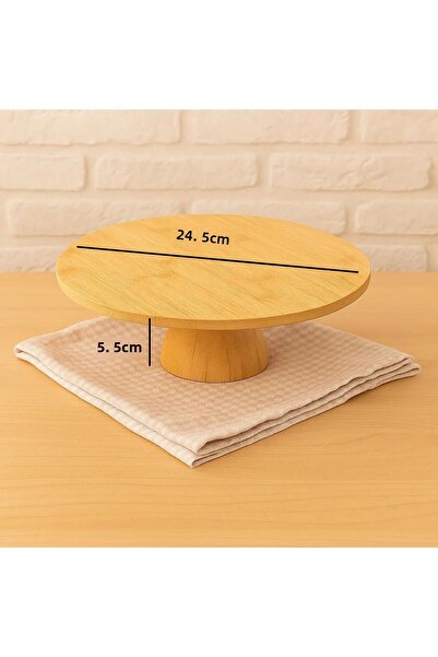 ERKUGO Bamboo Oval Pedestal Presentation Stand, Cake Riser (24.5X5.5Cm)