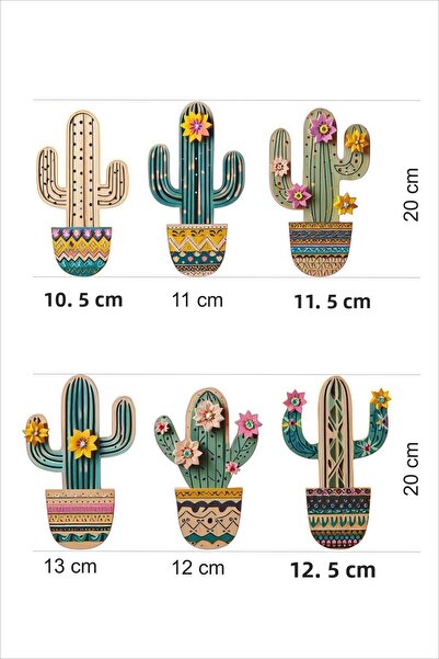 UNT Set de 6 cactus colorați, ornament de decorare a peretelui, pictură decor...