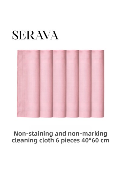 Serava 6 قطع من قماش الميكروفايبر – قماش تنظيف لا يترك علامات أو بقع (40 × 60)