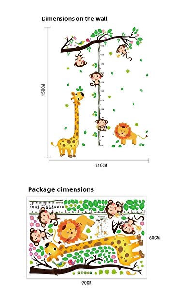 Kt Grup Drăguț Girafă Leu Maimuță Autocolant pentru camera copiilor Autocolant de perete pentru camera copiilor