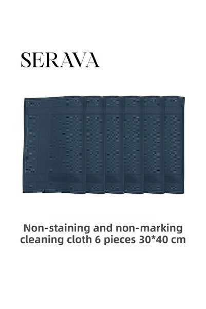 Serava 6 قطع من قماش الميكروفايبر – قماش تنظيف لا يترك علامات أو بقع (30x40)