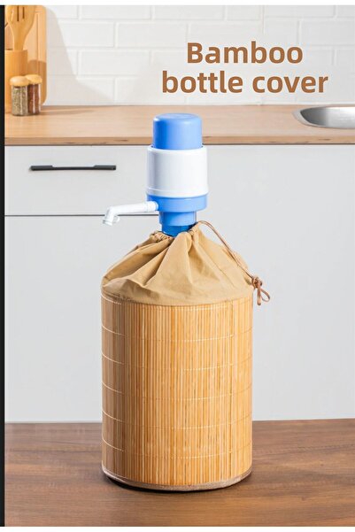 EVİMDM غطاء زجاجة ذو مظهر طبيعي منقوش من الخيزران - متوافق مع 19 لترًا