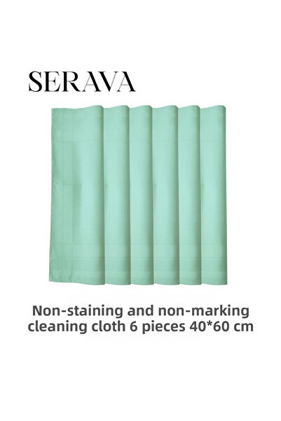 Serava 6 قطع من قماش الميكروفايبر – قماش تنظيف لا يترك علامات أو بقع (40 × 60)