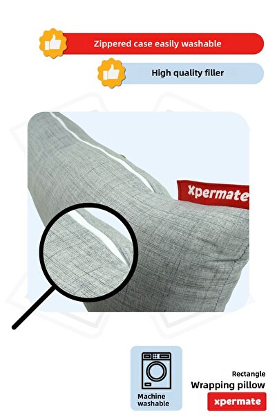 XPERMATE 150X25 cm Light Gray Hugging Pillow, Pillow for Sleeping and between Legs