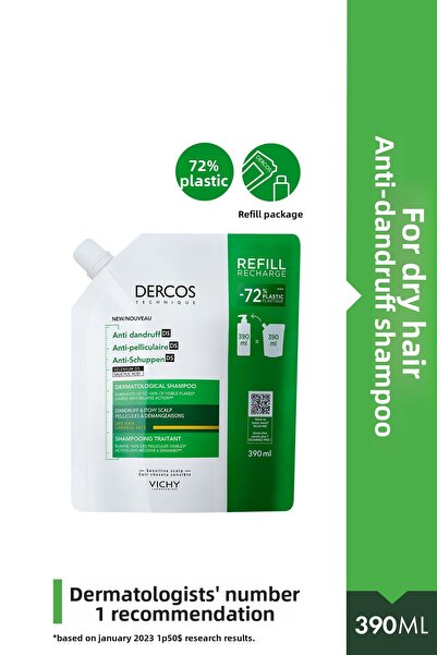 Vichy Dercos Anti-Dandruff Shampoo for Dry Hair Refill Pack - Refill 390 ml