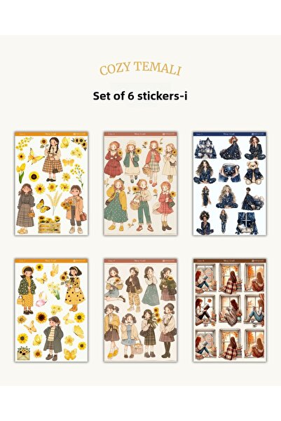 MirayDesign Σετ αυτοκόλλητων με θέμα ζεστές και ήρεμες στιγμές 6 τεμαχίων – 1...