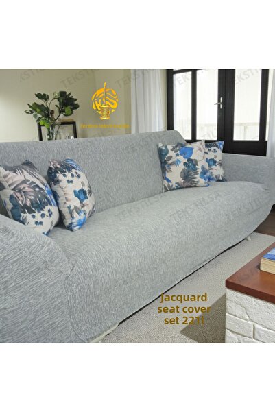 Tekstilsa Jacquard 3 3 1 1 Stone-Gray Elastic Sofa Cover |   Elastic Seat Cov...