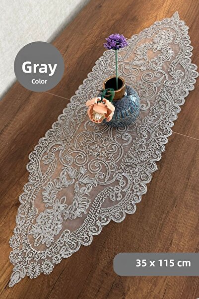 SosyeteDükkanı Culoare gri Model Venetian Dry Runner Gri brodat personalizat ...