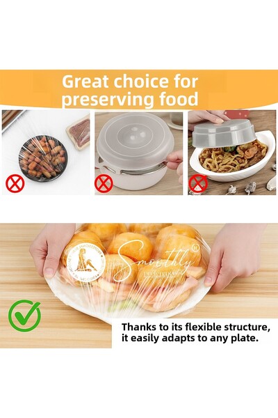 Smoothly Elastic Refrigerator Bag 100 Pieces - Disposable Food Cap Strech Cover - Plate Cap