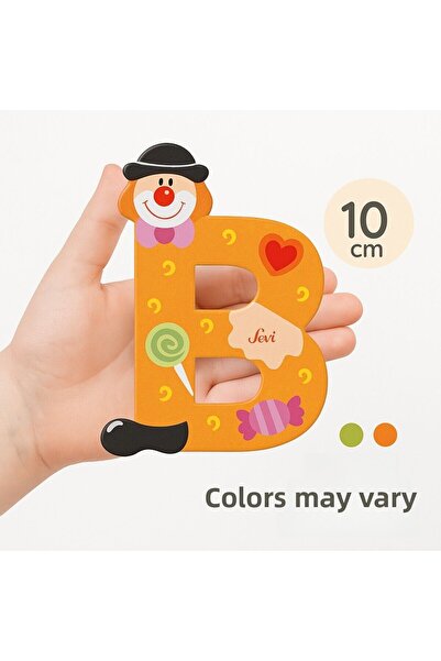 TOYFEST حرف B خشبي مع مهرج - تصميم ملون وممتع (10 سم)