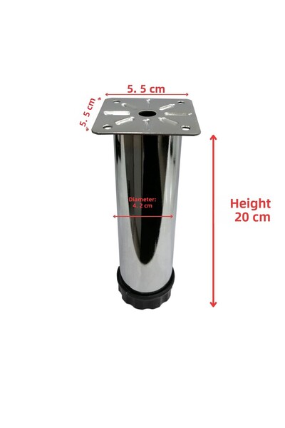 Adem Koç 20 cm Adjustable Furniture Sofa Base Armchair Metal Support Riser Leg Chrome Feet