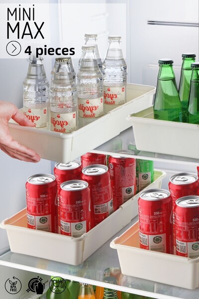 Nandy Home Minimax 4 Piece Adjustable Sliding Shelf Refrigerator Organizer Organizer
