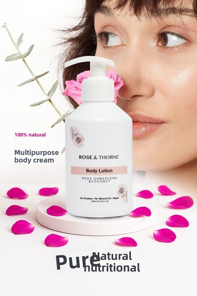 ROSE & THORNE Multi-Purpose Body Cream 250ml - Intensive Moisture & Nourishing Care with Rose Water, Shea and Argan Oil