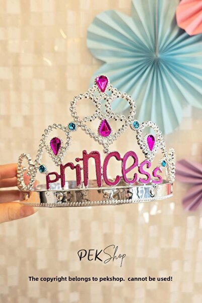 PEKSHOP Luxury Princess Crown with Stones Silver Princess Crown Size Adjustable