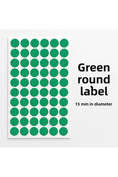 Kalite Barkod ملصق دائري 15 ملم أخضر 1890 قطعة ملصق - باركود عالي الجودة