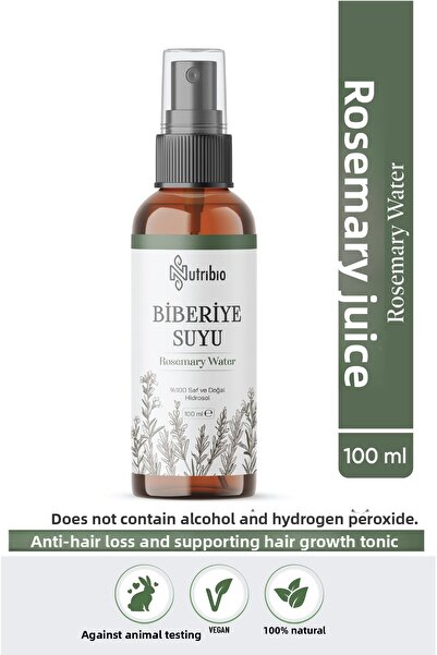 nutribio ماء إكليل الجبل مضاد للتساقط ودعم نمو الشعر، 100% نقي، 100 مل