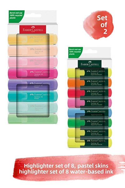 Faber Castell Set of 8 Pastel Highlighters and Set of 8 Water-Based Highlighters