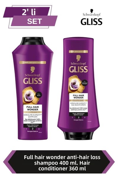 Gliss Full Hair Wonder Anti-Hair Loss Shampoo 400ml Conditioner 360ml