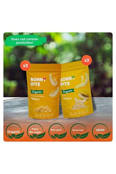 Bonny Bite بطيخ مقرمش عضوي وبطيخ مجفف 6 عبوات