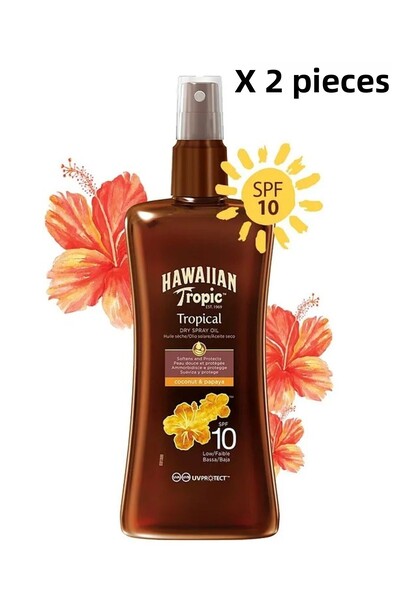 Hawaian Tropic زيت واقي وبرونزي بمعامل حماية 10 × 2 قطعة