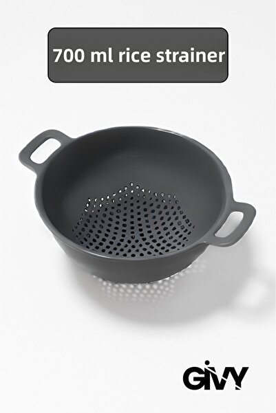 GİVY مصفاة أرز رمادية 700 مل |   وعاء غسل وتصفية الأرز والخضروات والبقوليات |...