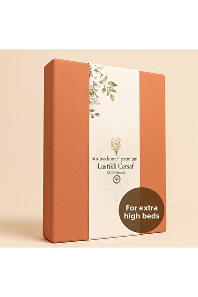 Strauss ملاءة مطاطية منزلية فاخرة خاصة بأسرّة عالية بارتفاع 40 سم قطن ممشط 100% 150 جرام/م2 OEKO TEX