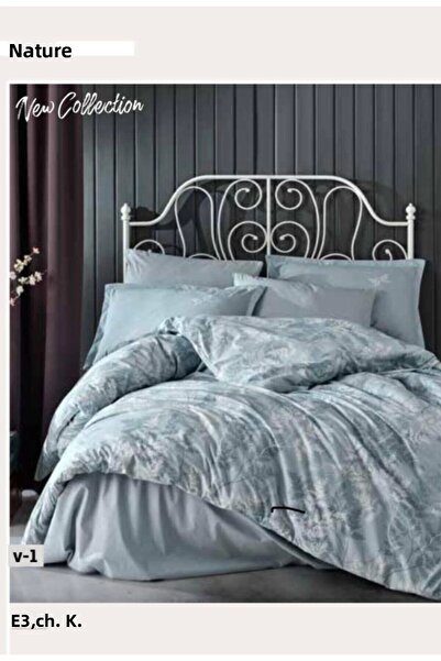 Clasy طقم غطاء لحاف مزدوج من القطن 100% من Ranforce Natur V1 باللون الفيروزي