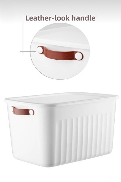 Bayev 3-Piece White 15 Lt Boxsis Set Multi-Purpose Box with Lid Closet Organizer Organizer - Hobby Box