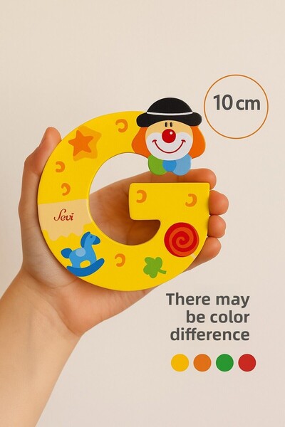 TOYFEST حرف G خشبي مع مهرج - تصميم ملون وممتع (10 سم)