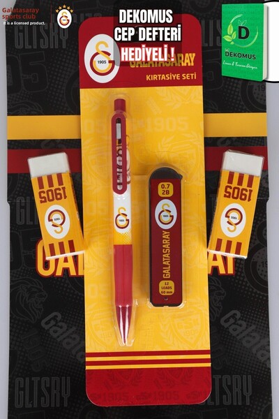 Galatasaray "Dekomus Pocket Notebook with Gift" New Season Licensed Versatile Tip Pen, 0.7 mm Tip and 2
