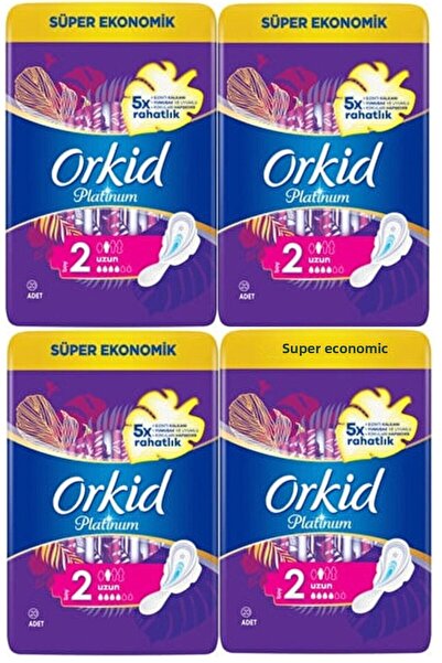 Orkid فوط صحية بلاتينية مقاس 2 طول 20 قطعة 4 قطع