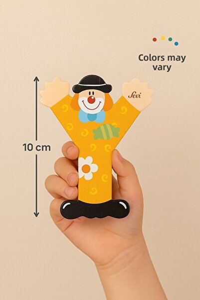TOYFEST حرف Y خشبي مع مهرج - تصميم ملون وممتع (10 سم)