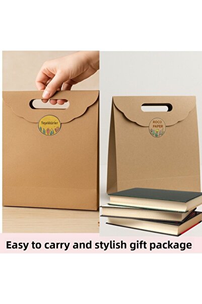 roco paper Τσάντα Kraft Handheld, Δώρο, Αγορές, Μπουτίκ, Τσάντα για πάρτι και συσκευασία, 24x25 cm, 6 τεμάχια
