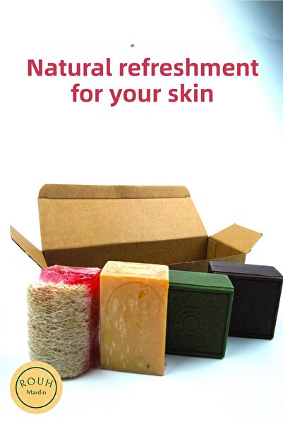 ROUH Mardin مجموعة صابون طبيعية ومعطرة مكونة من 4 قطع - منعش طبيعي لبشرتك