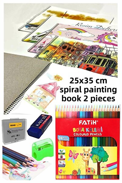 Artlantis 24 لونًا فاتح دايو 25 × 35 سم دفتر رسم سبرالي مع ممحاة عجينة مبراة ...