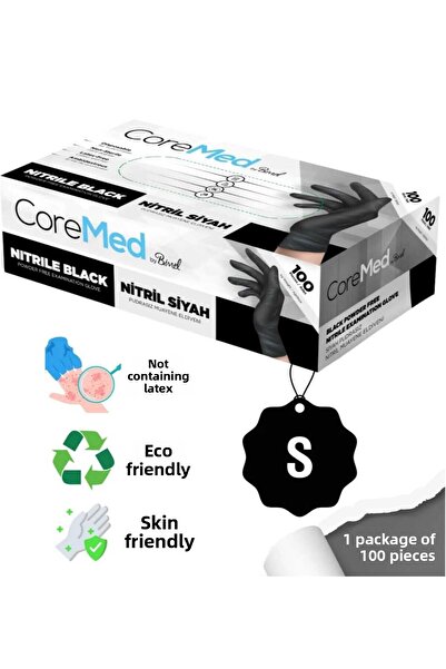 KIZILELMADA قفازات كوريميد نيتريل سوداء مقاس S - متوافقة مع الأغذية والطبية، ...