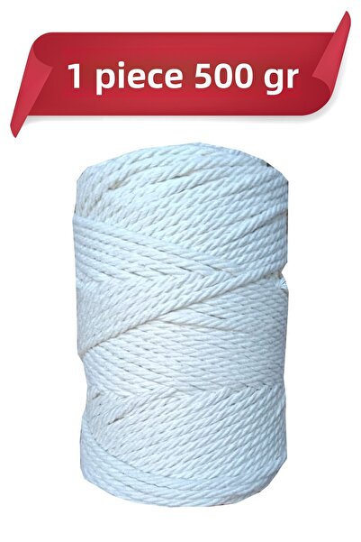 Bevella Macrame Cord 4 Μm 3 Στριφτό Βαμβακερό Εκρού Μακραμέ Σχοινί 2 X 500 γρ 1 Kg