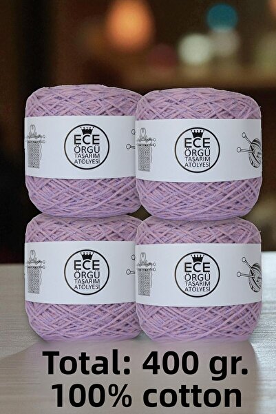 Ece Örgü Tasarım Atölyesi liliac - fir de tricotat manual din bumbac 100%, am...