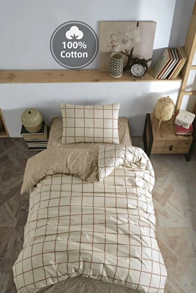 DAMIEN طقم غطاء لحاف فاخر فردي من Ranforce Ecose Lara باللون البيج (مع ملاءات...