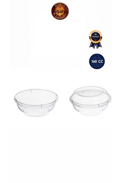 figanlar ambalaj 160 Cc Round Plastic Crystal+ Lid Pudding Dessert Bowl Ashura Bowl Milk Dessert Container 100 Pieces