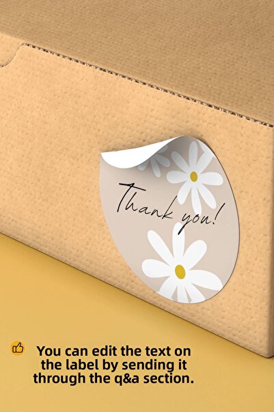 alışveriş kurdu Thank You Written Sticker Packaging Shipping Packaging Label - 4X4Cm 70 Pieces